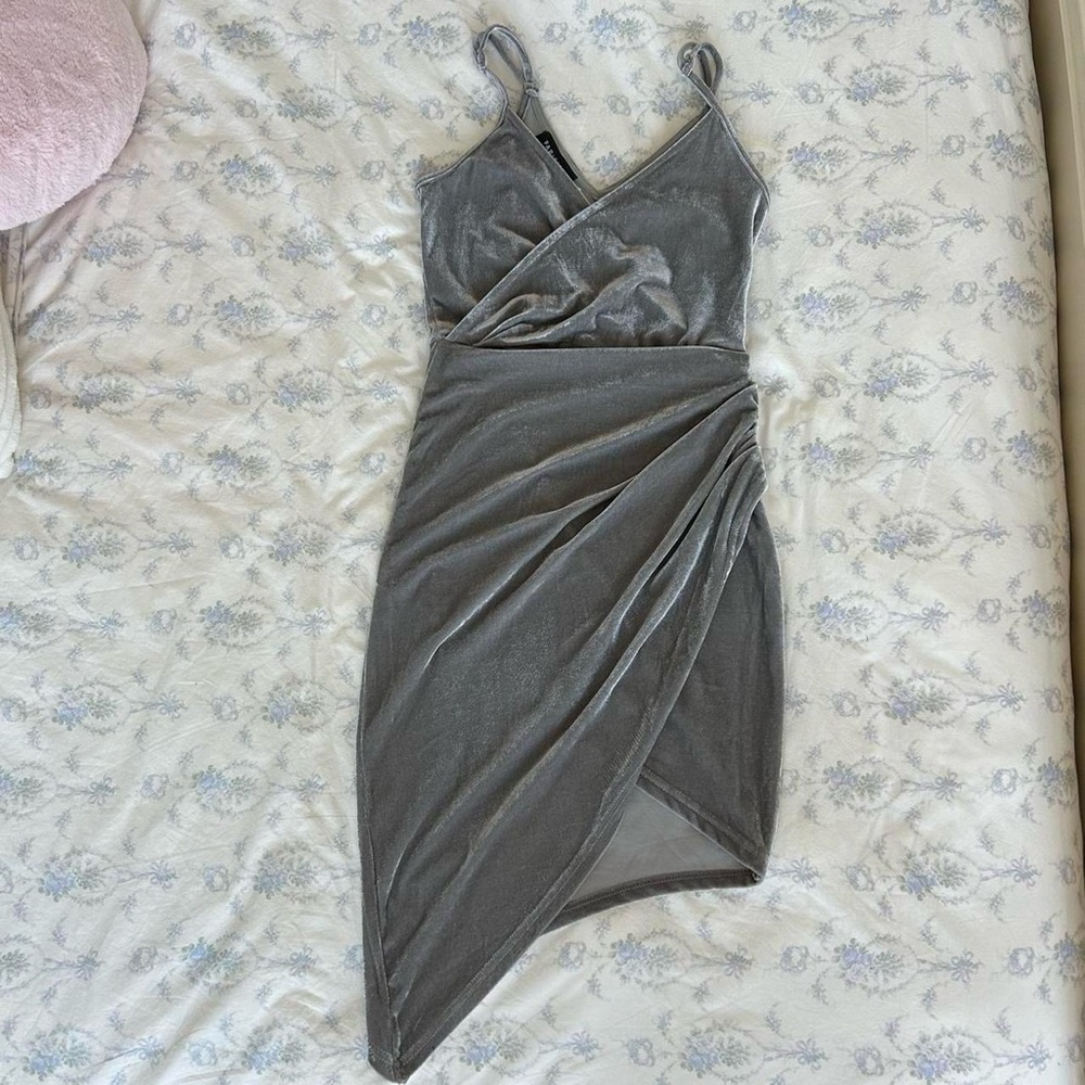 Elegant Grey Wrap Dress